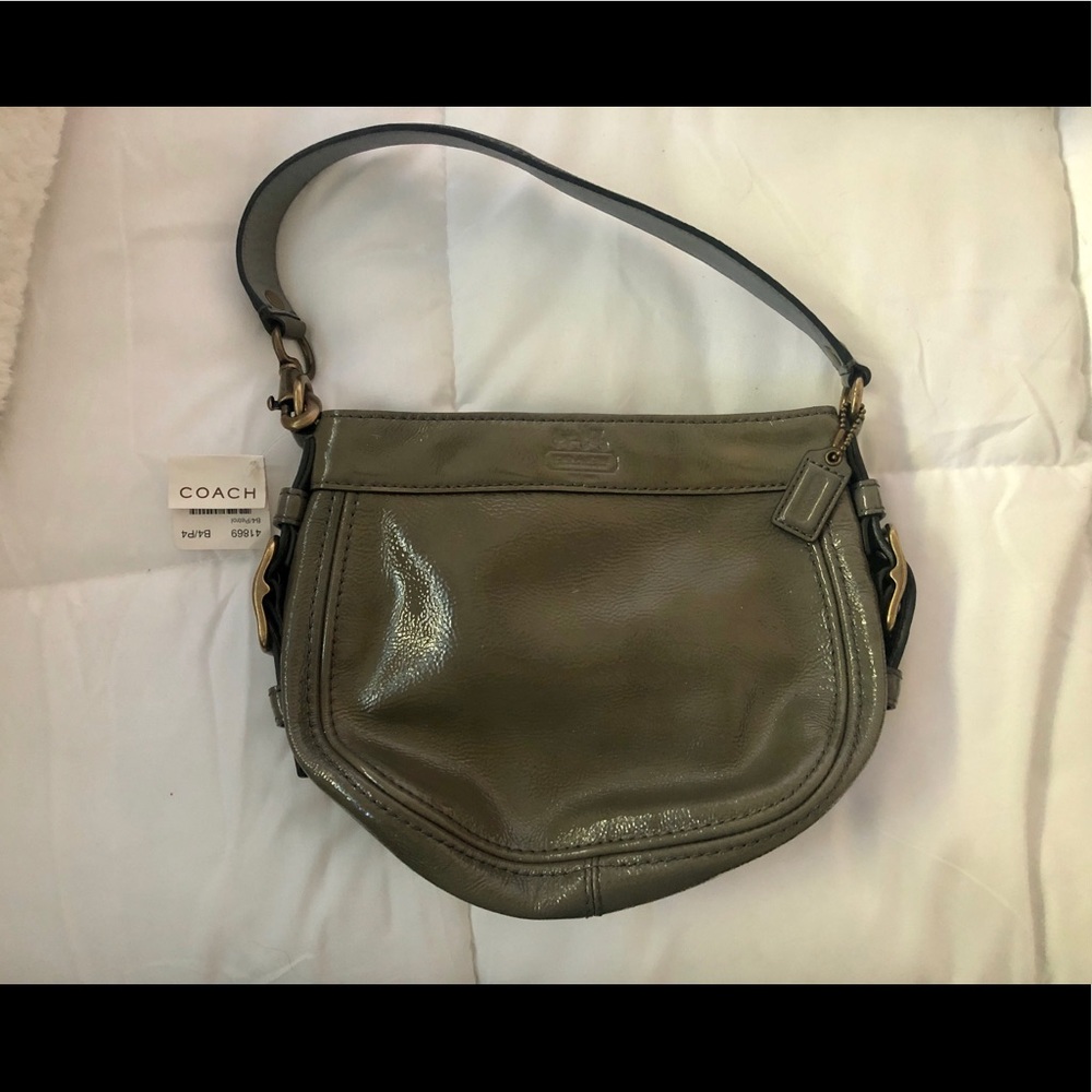 COACH TAUPE SHOULDER PURSE!
